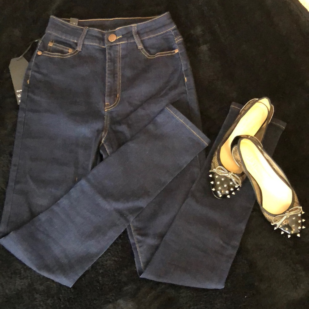 Fashionova dark blue high waist skinny jeans NWT